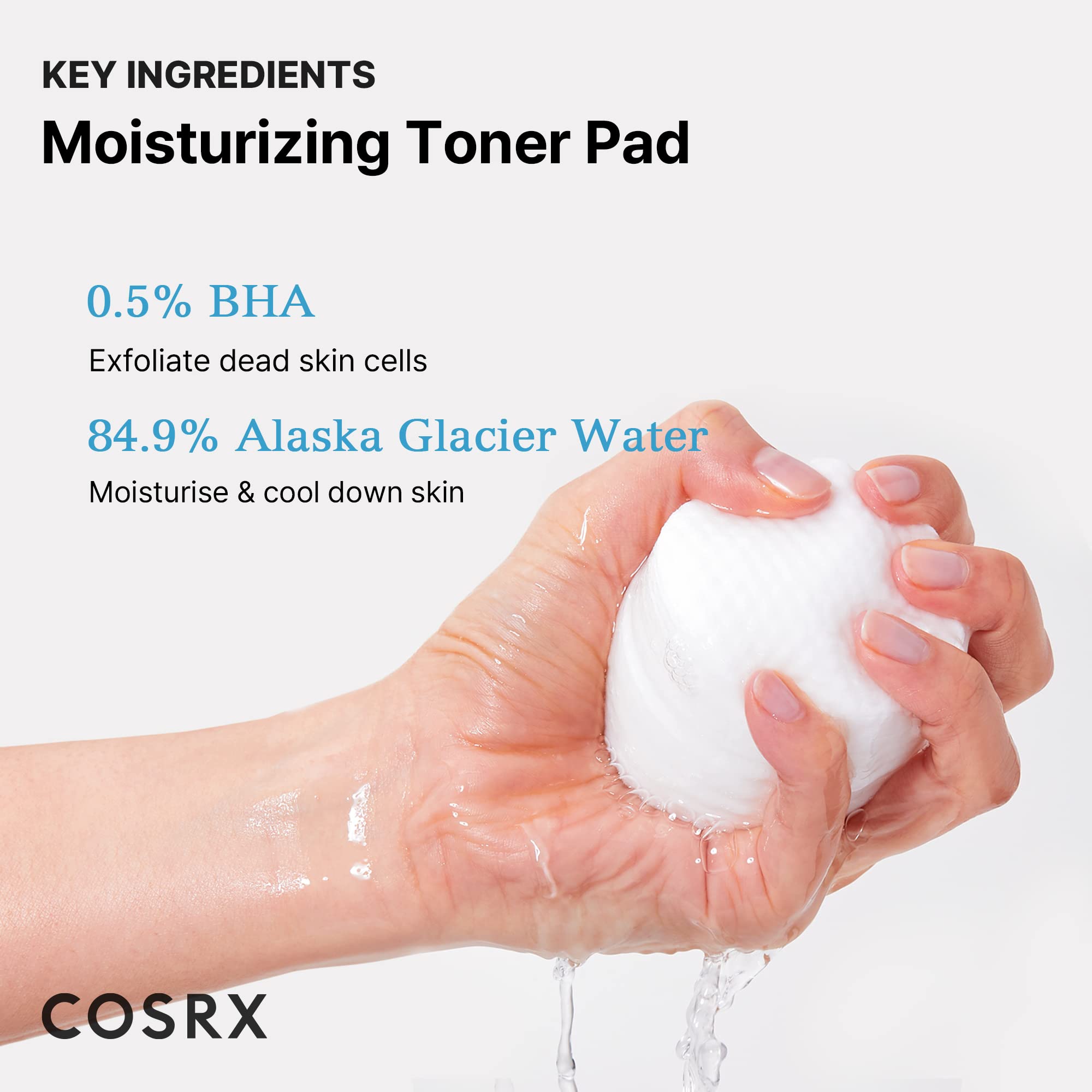 COSRX One Step Moisture Up 70 Pads 20 ml Gentle Daily Exfoliant for Sensitive Skin, Preventing Breakouts, Moisturizing, Nourishing